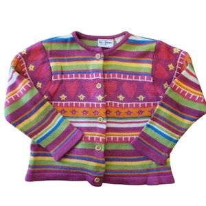 b.t. kids Toddler Girl's Size 3T Acrylic Colorful Striped Button-down Cardigan